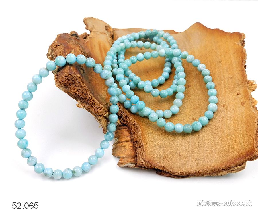 Bracelet Larimar bleu-vert 5,5 - 6 mm / 19 cm. Taille L