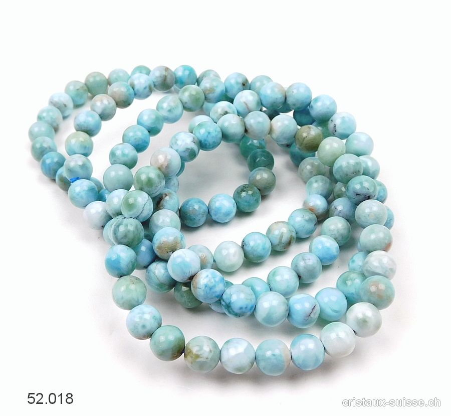 Bracelet Larimar bleu-vert 7,2 mm / 18 cm. Offre Spéciale