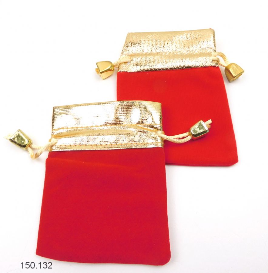 1 Pochette velours Rouge et Dorée, env. 9 x 7 cm. Offre Spéciale