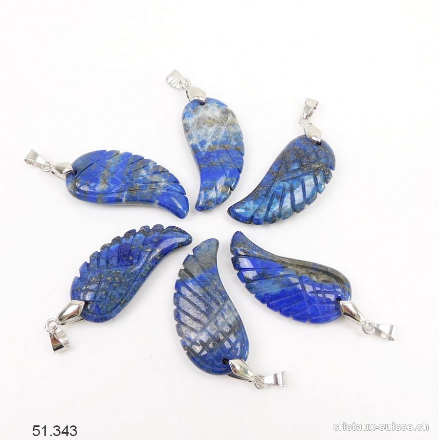 Pendentif Lapis-Lazuli, Aile d'Ange 3,5 cm avec boucle métal