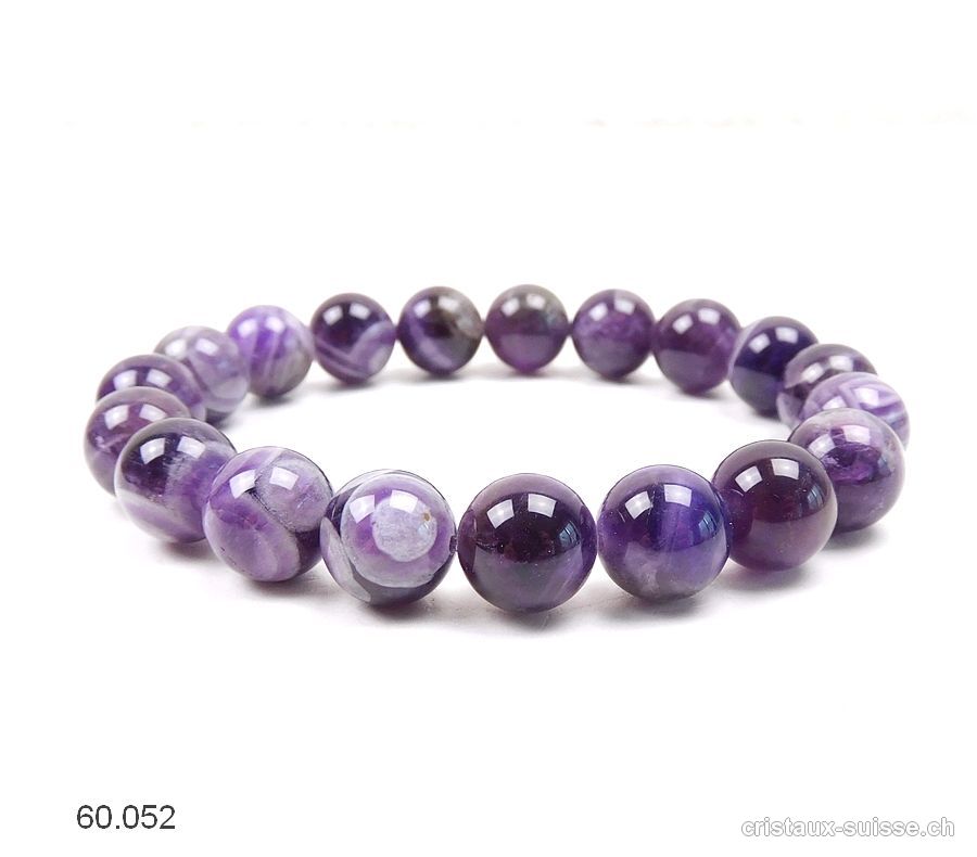 Bracelet Améthyste à Chevrons 10 mm / 19,5 cm