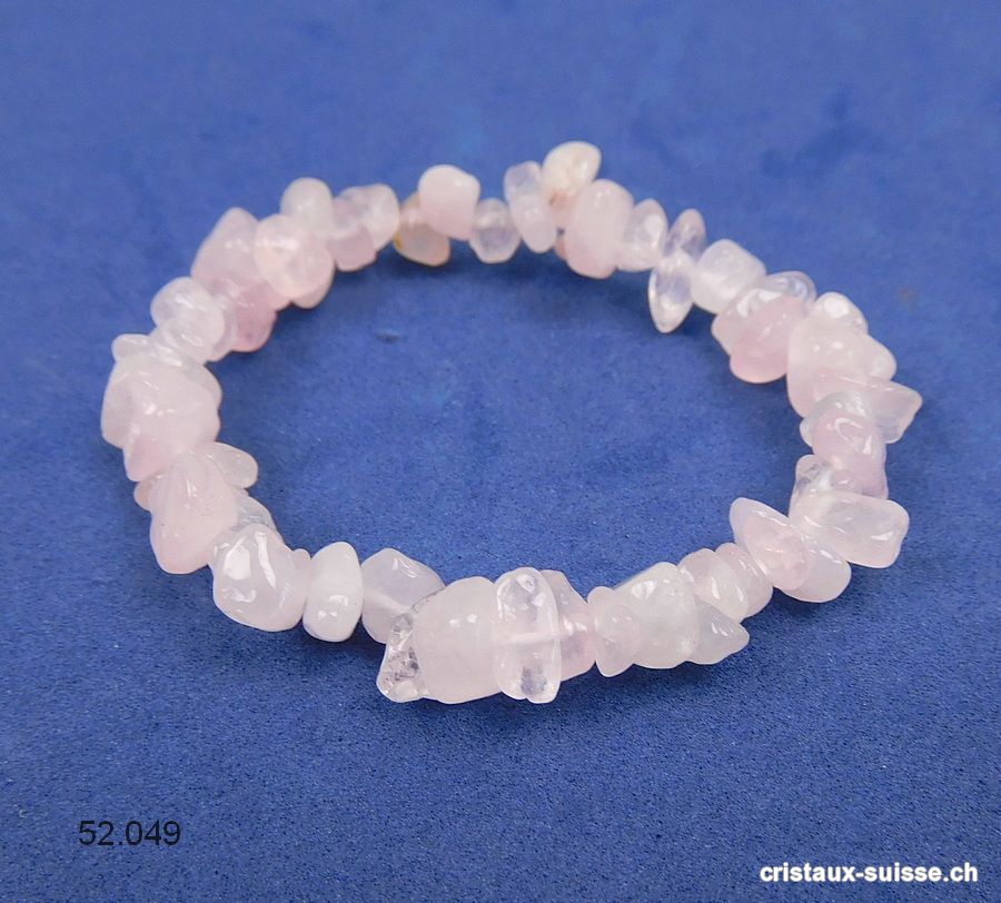 Bracelet Quartz rose, élastique 14,5 - 15 cm