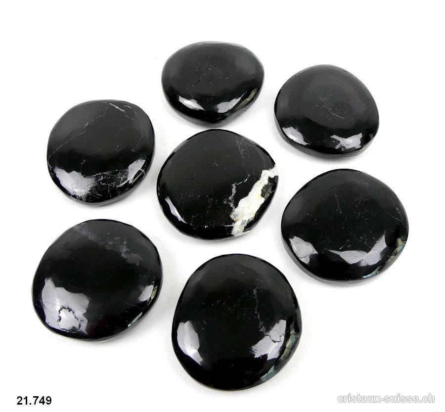 Tourmaline noire plate polie 3,6 - 4 cm / 24 à 29 grammes. Taille L