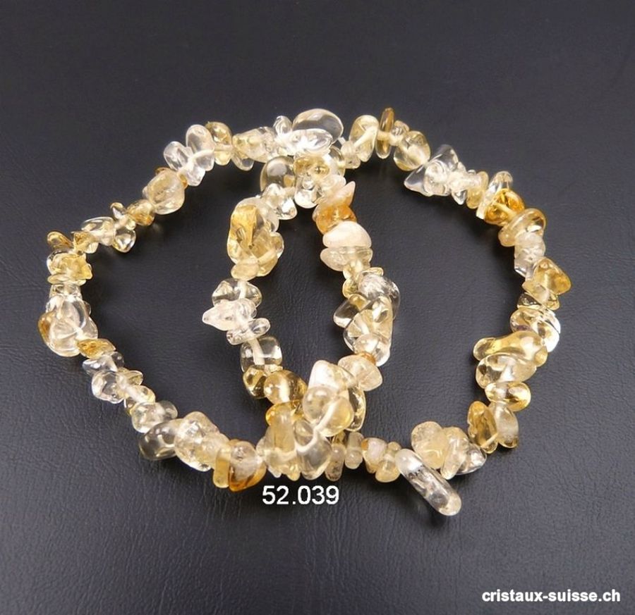Bracelet Citrine, élastique 18-18,5 cm. Taille M