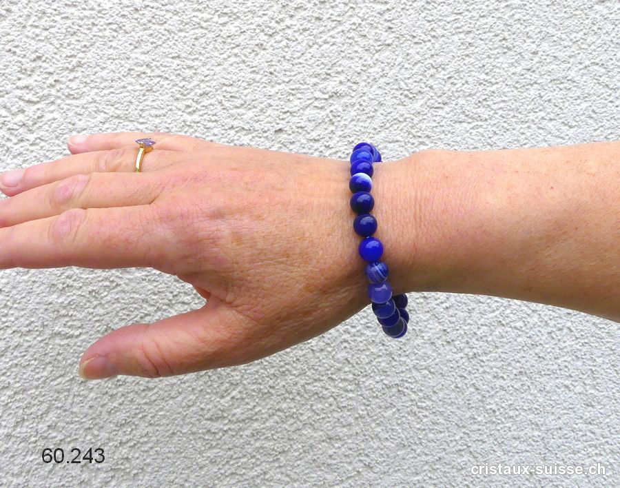 Bracelet Agate Indigo 8 mm / 19,5 cm
