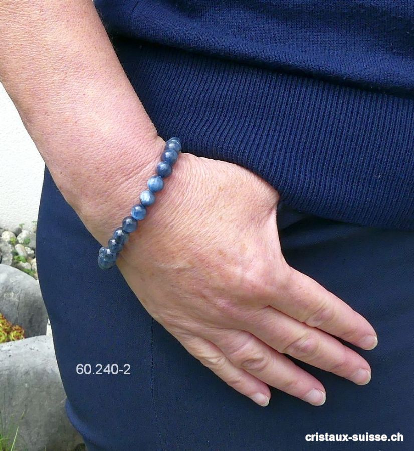 Bracelet Cyanite bleue - Disthène 7,5 mm / 19 cm. Pièce unique