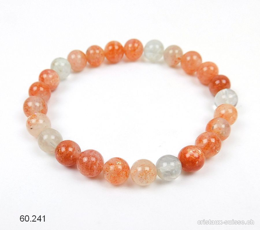 Bracelet Pierre de Soleil 7 mm, élastique 17,5 cm