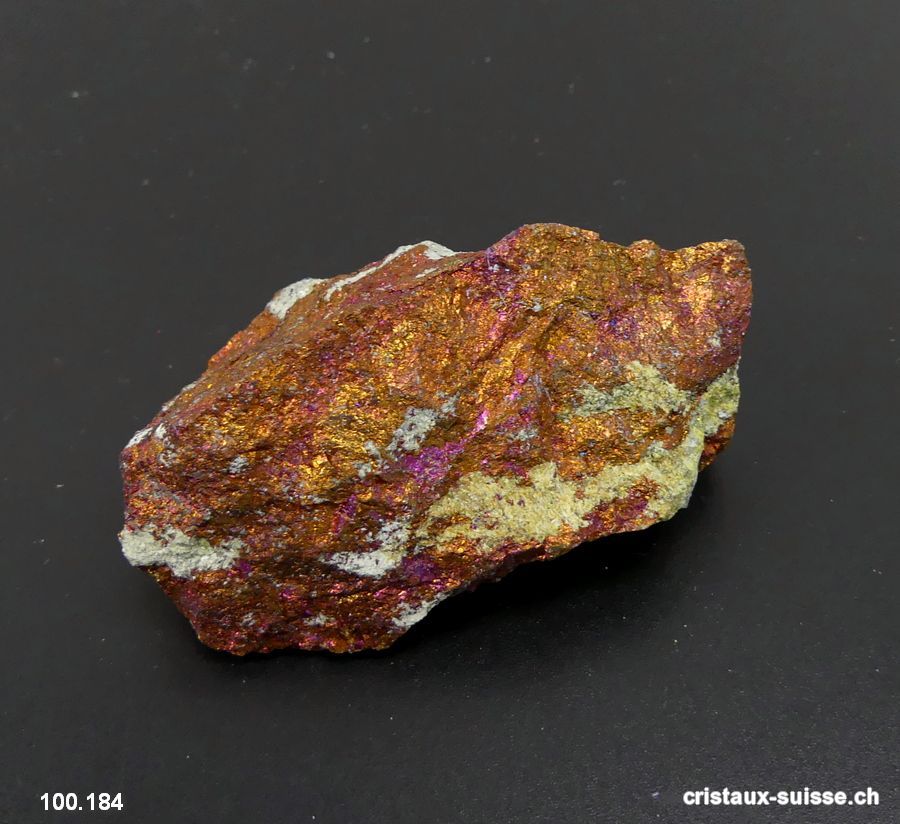 Chalcopyrite violet-doré du Mexique, brute. Pièce unique
