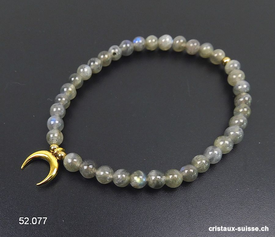 Bracelet Labradorite 5 mm / 18,5 cm avec LUNE