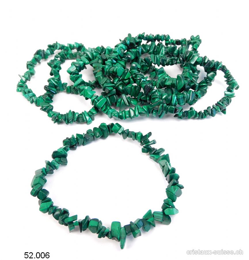 Bracelet Malachite, élastique 18 cm