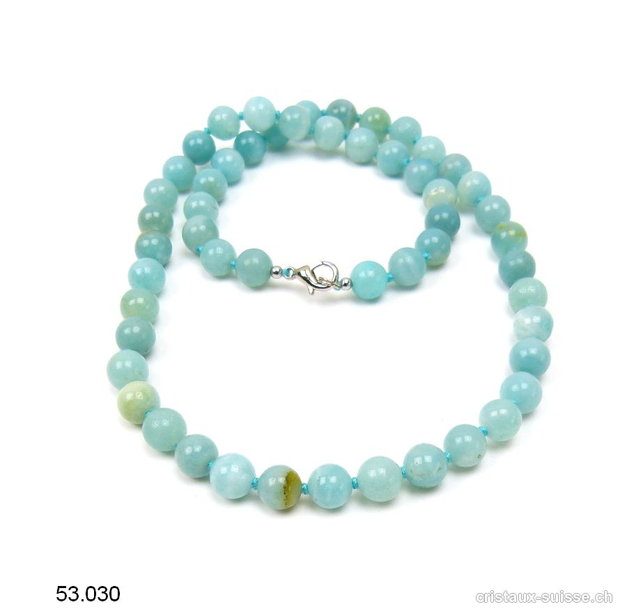 Collier Amazonite noué 8 mm / 50 cm. Offre Spéciale