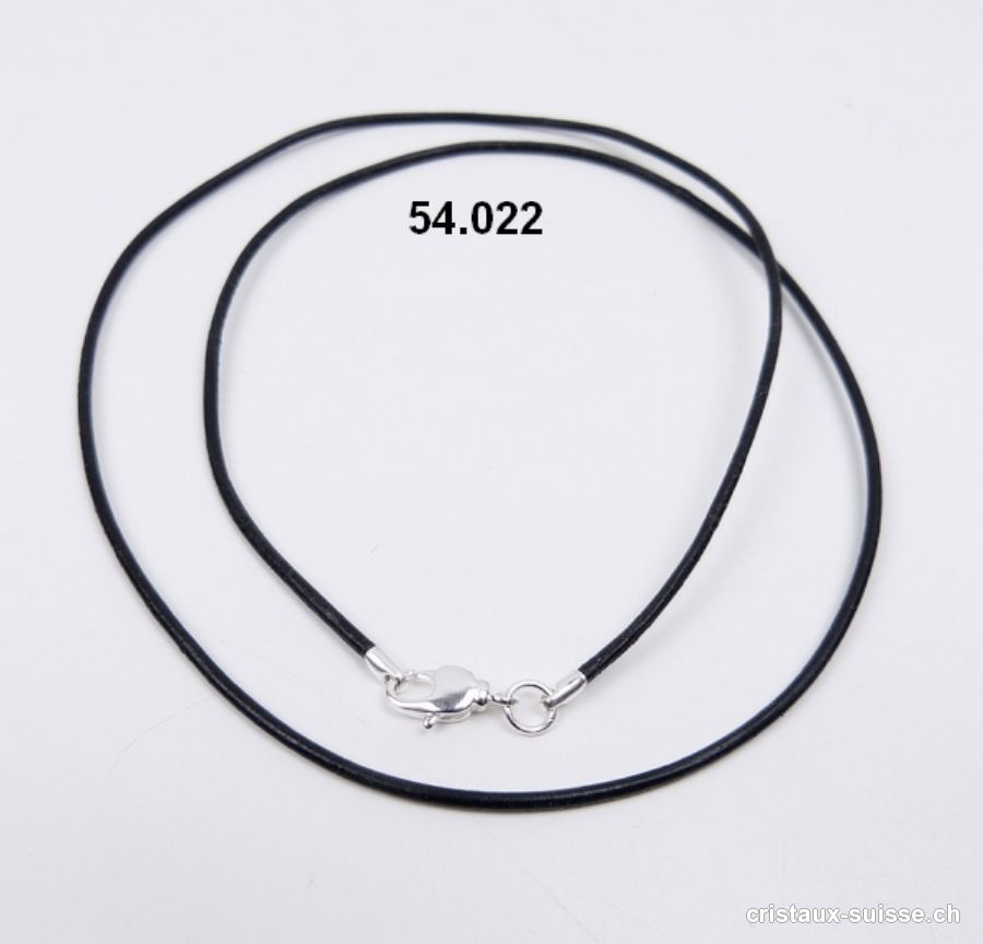 Collier cuir noir avec fermoir, 1,5 mm / long. 60 cm. OFFRE SPECIALE