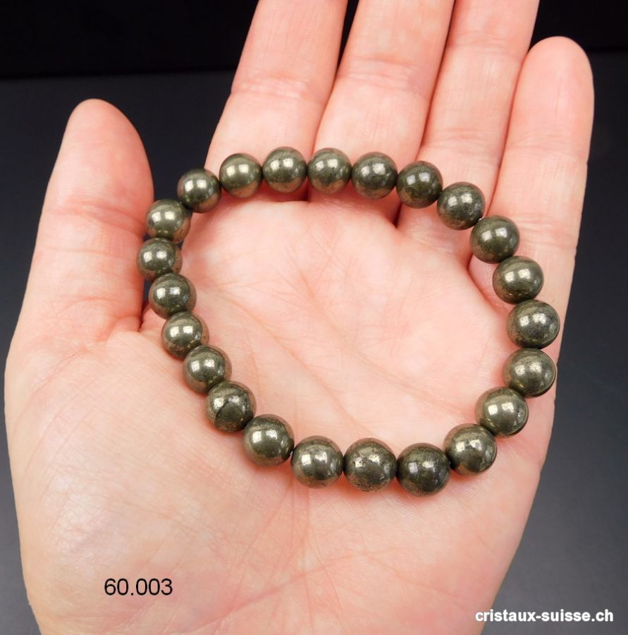 Bracelet Pyrite boules 8 mm / 18,5 - 19 cm