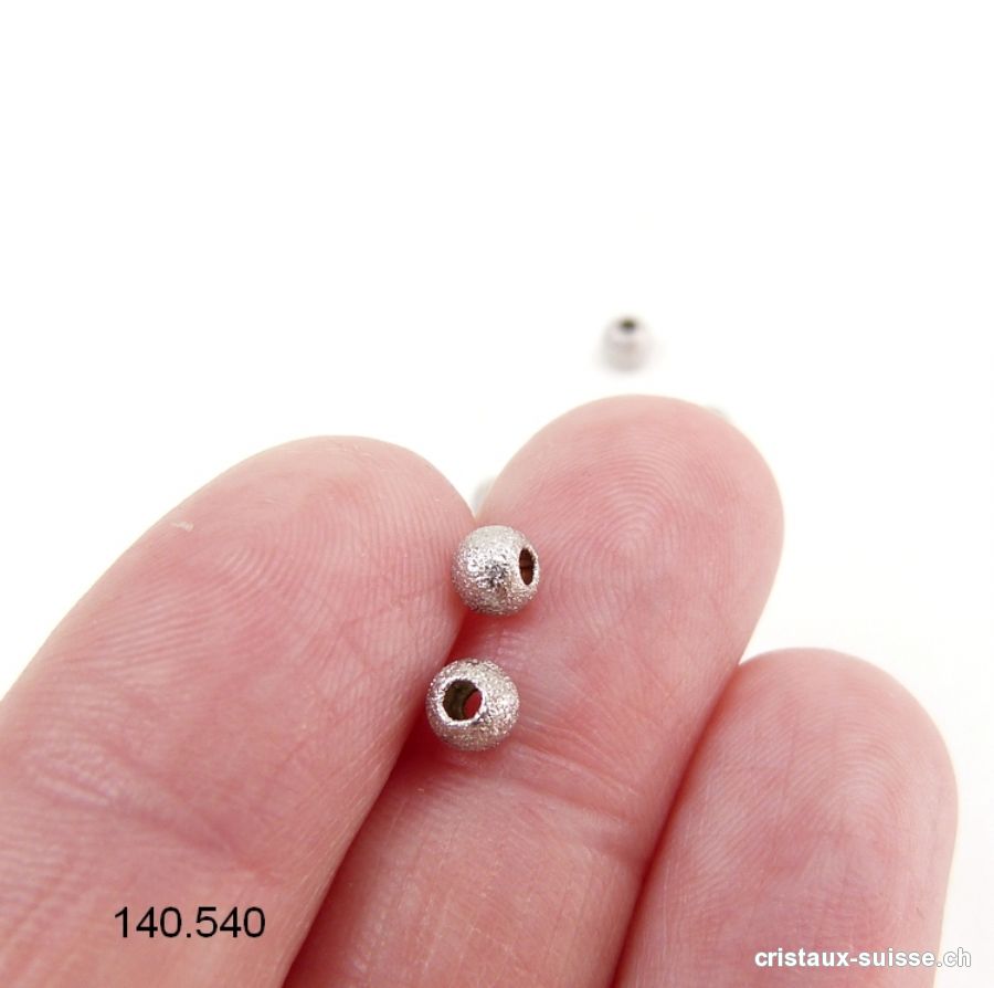 1 x Perle en argent 925 effet diamanté clair 4 mm / trou 1,2 mm. OFFRE SPECIALE