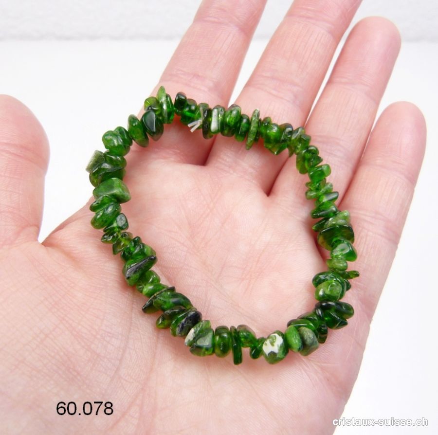 Bracelet Chromdiopside - Diopside chromifère, élastique 17,5 cm. Taille S-M