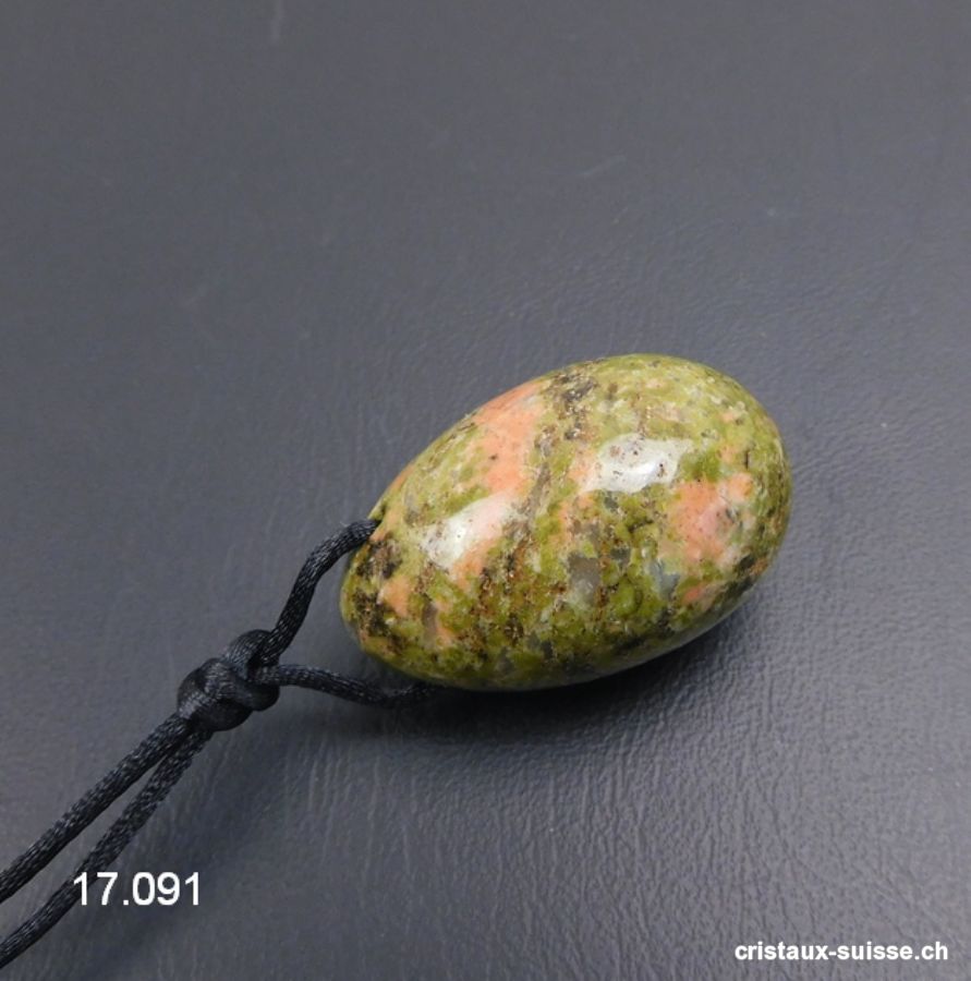 1 Oeuf YONI Unakite - Epidote 3 x 2 cm. Taille S. PERCÉ