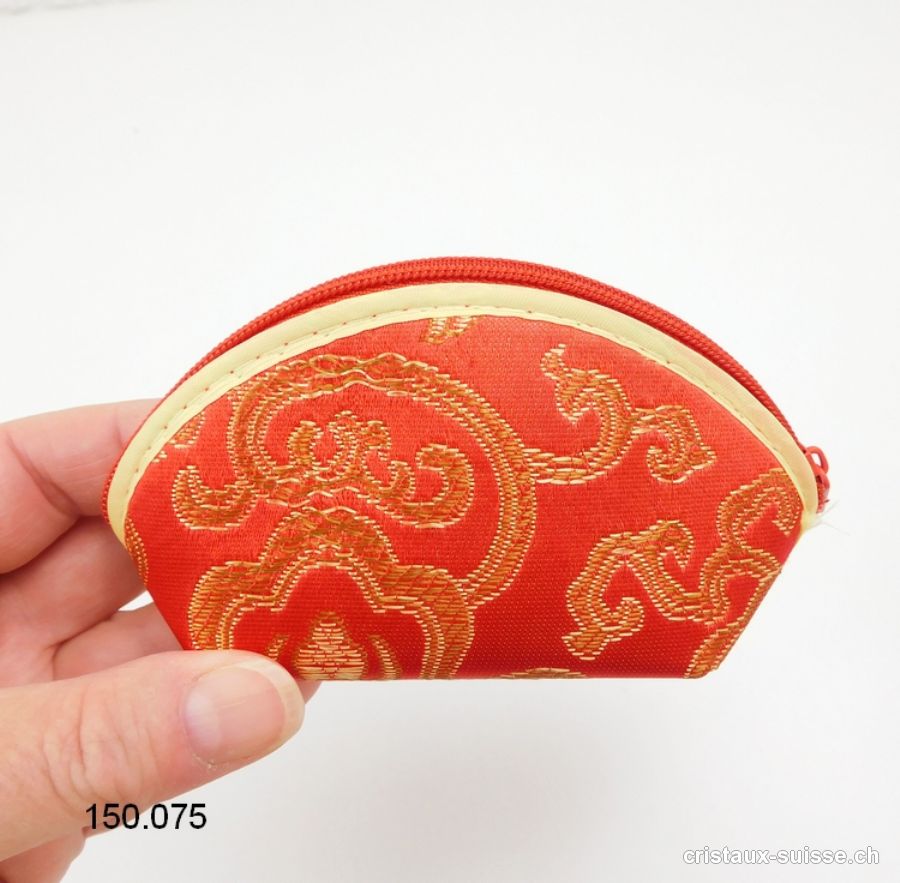 Pochette demi-lune Rouge et Or, avec fermeture éclair. OFFRE SPECIALE