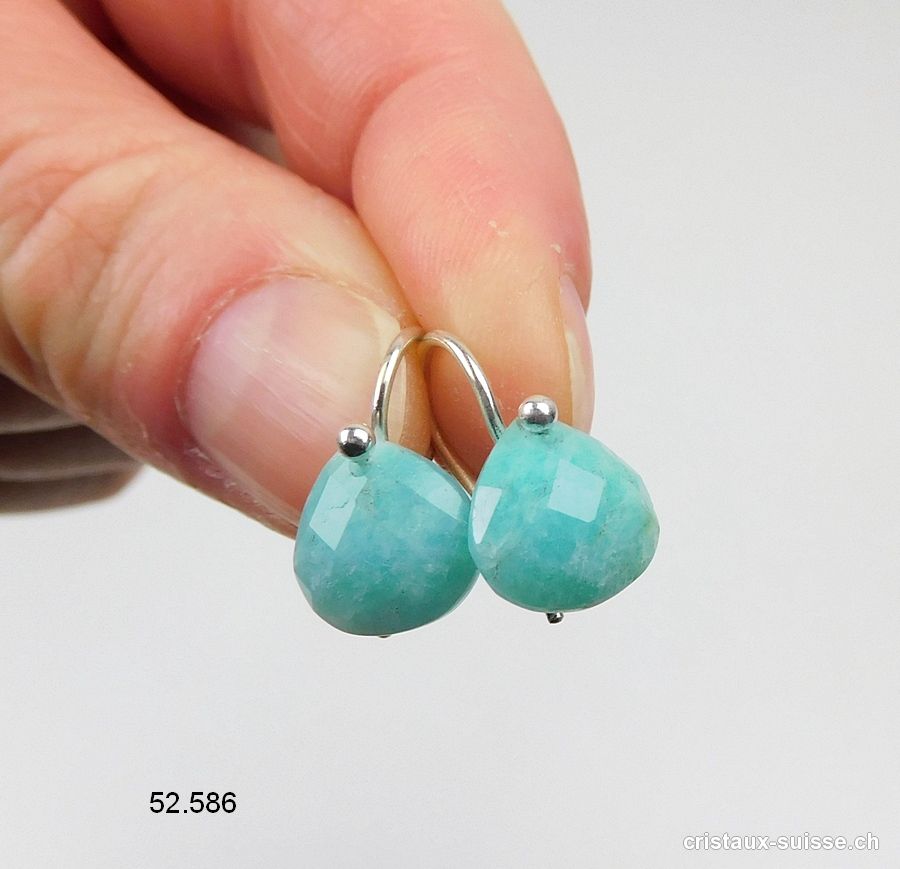 Boucles d'oreilles Amazonite facettée en argent 925