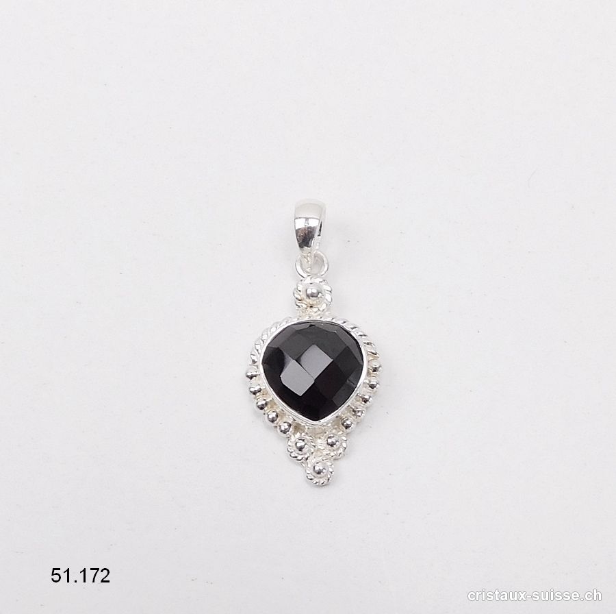 Pendentif Spinelle noir facetté en argent 925