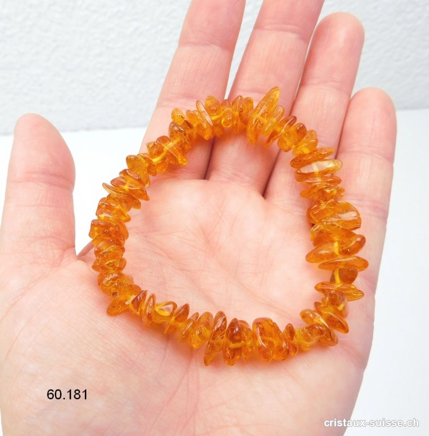 Bracelet Ambre de la Baltique 8 - 12 mm, élastique 19 cm. Taille M-L