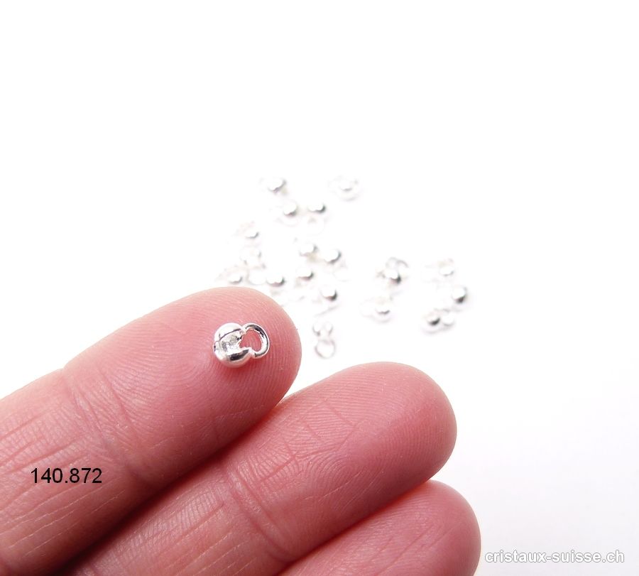 1 Boule cache-noeud à pincer 3,5 mm, AVEC oeillet en argent 925