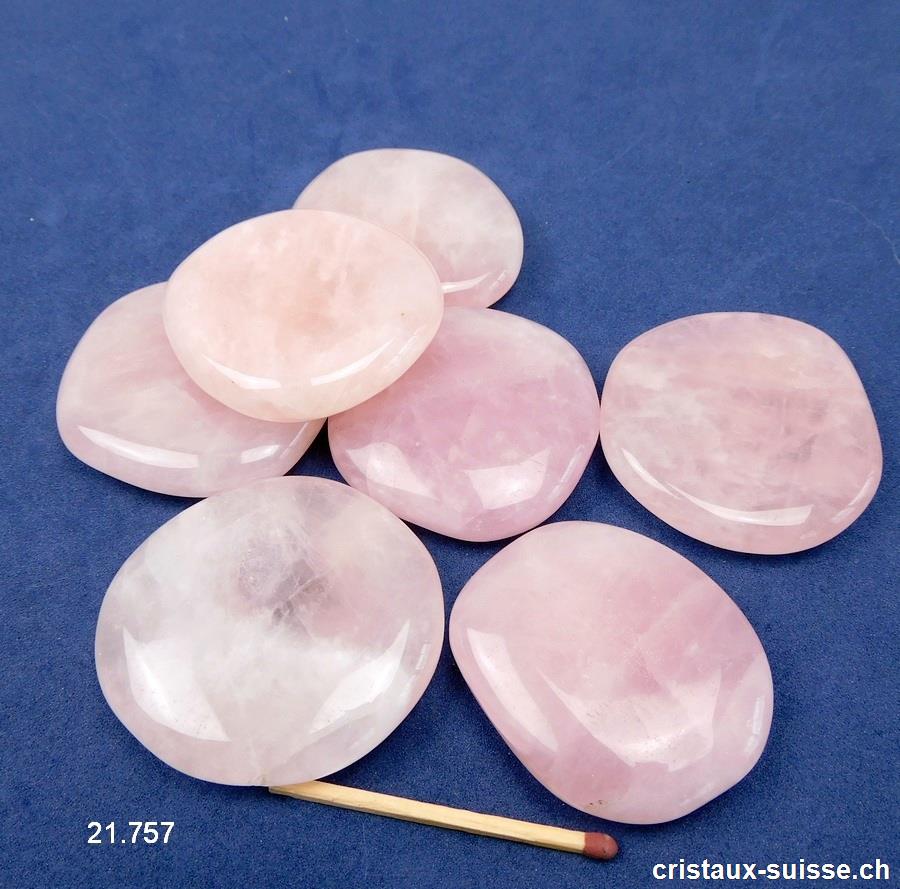 Quartz rose plat, clair 4,5 - 5 cm x épais. 1 cm. Taille XL