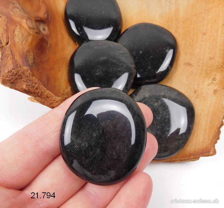 Obsidienne Argentée plate, env. 4 - 4,5 cm. Taille L-XL