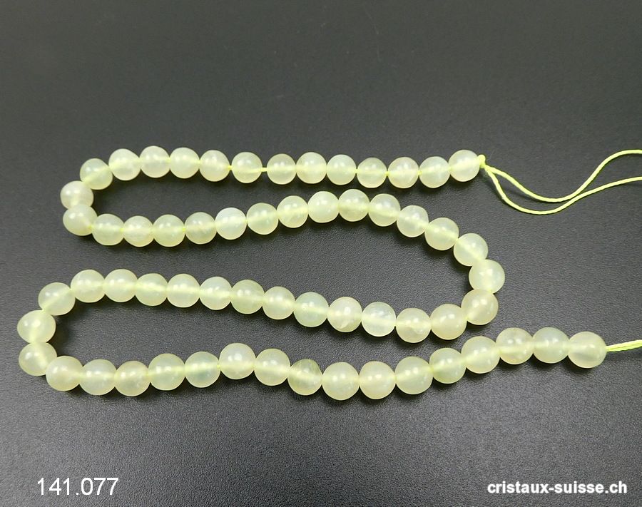 Rang Jade Serpentine vert clair 6 - 6,5 mm / 38 cm, env. 62 boules