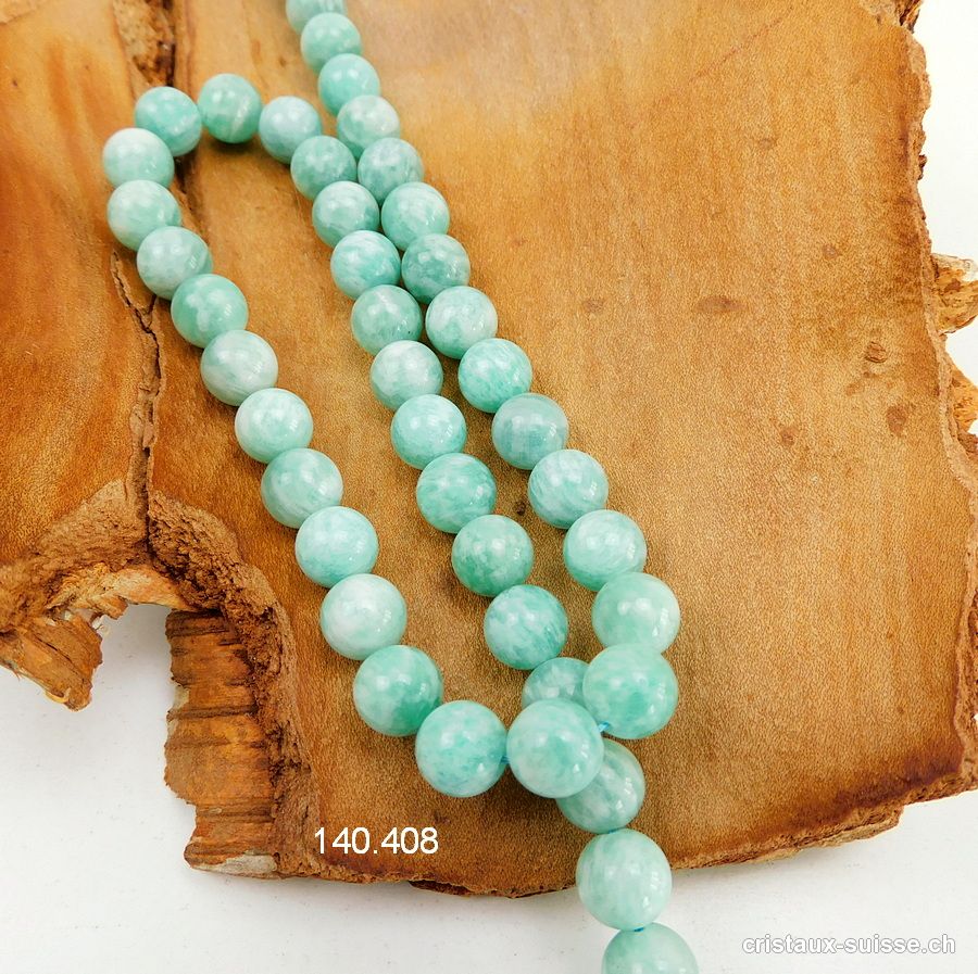 Rang Amazonite du Brésil 8 - 8,5 mm / 38,5 cm, env. 46 boules. Qual. A