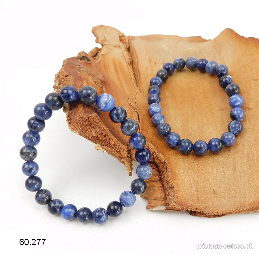 Bracelet Sodalite foncée 8,5 mm, élastique 18,5 - 19 cm