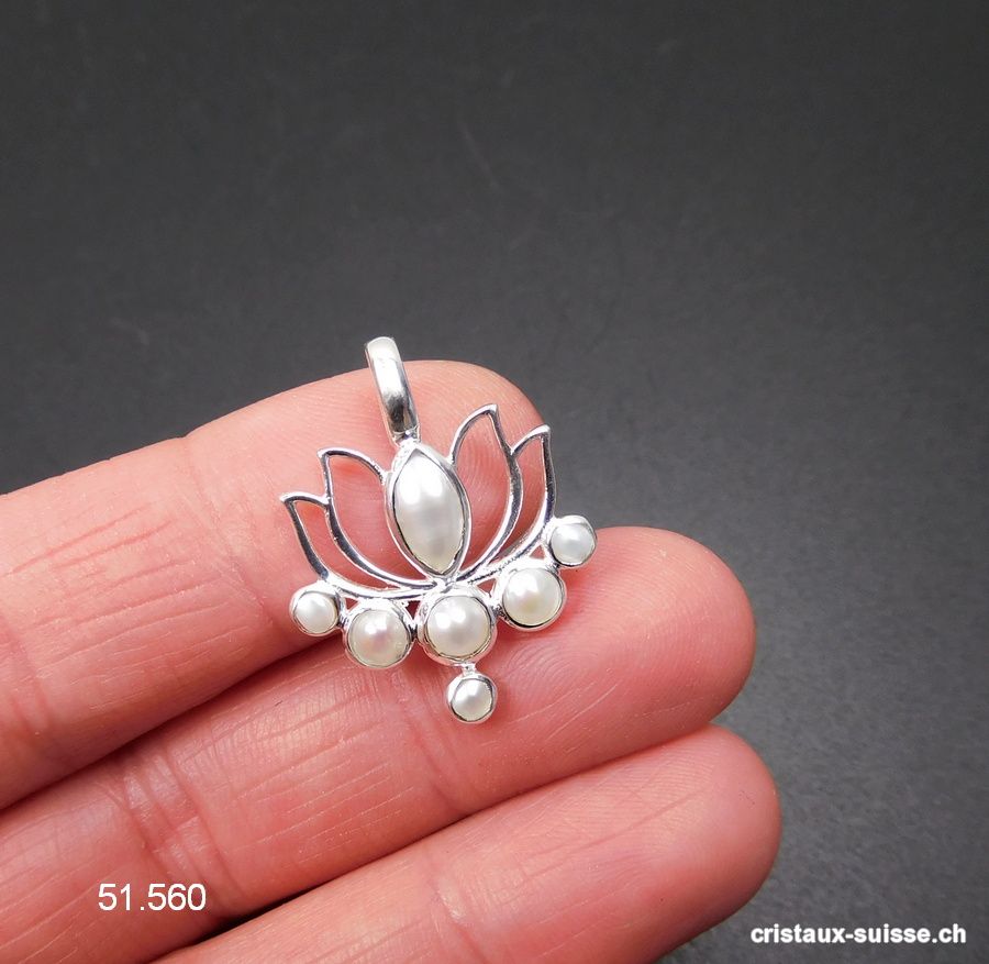 Pendentif Perle d'eau douce LOTUS en argent 925