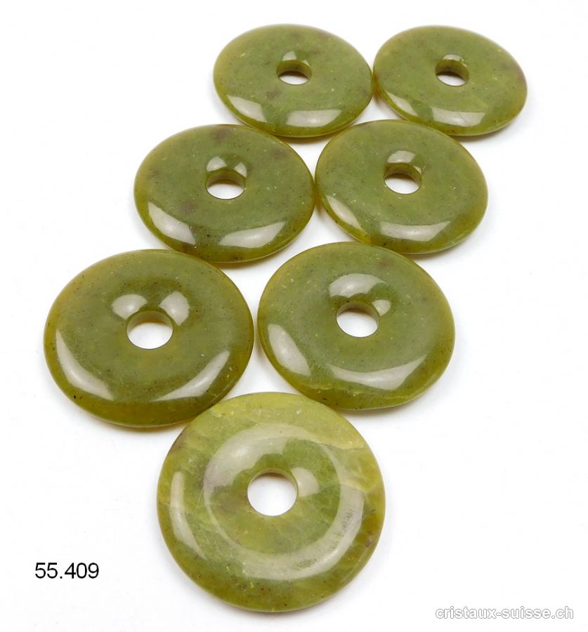 Jade Serpentine olive, Donut 4 cm