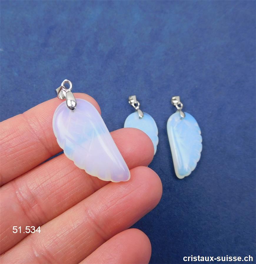 Pendentif Opalite - Opaline Aile d'Ange avec boucle métal 3 cm