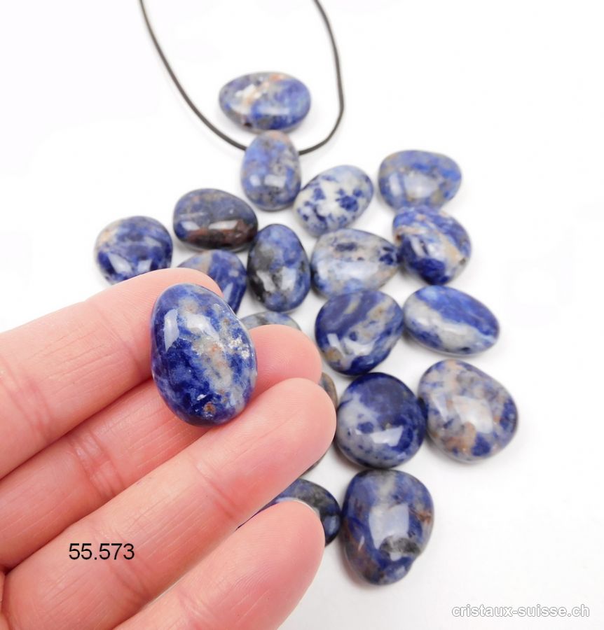 Sodalite 2,3 - 2,7 cm, percée avec cordon cuir à nouer. OFFRE SPECIALE