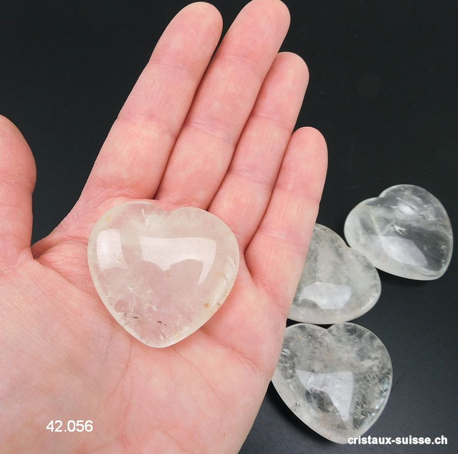 Coeur Cristal de Roche 4,2 x 4 x 1,5 cm. Qual. AB, Offre Spéciale