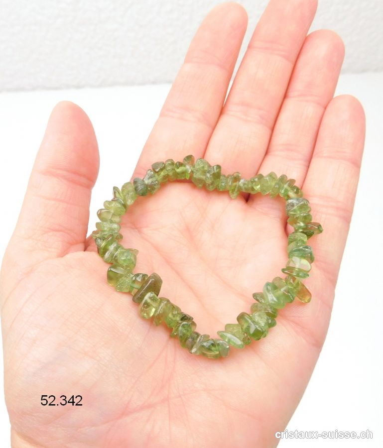 Bracelet Apatite verte, élastique 18 - 18,5 cm. Taille M