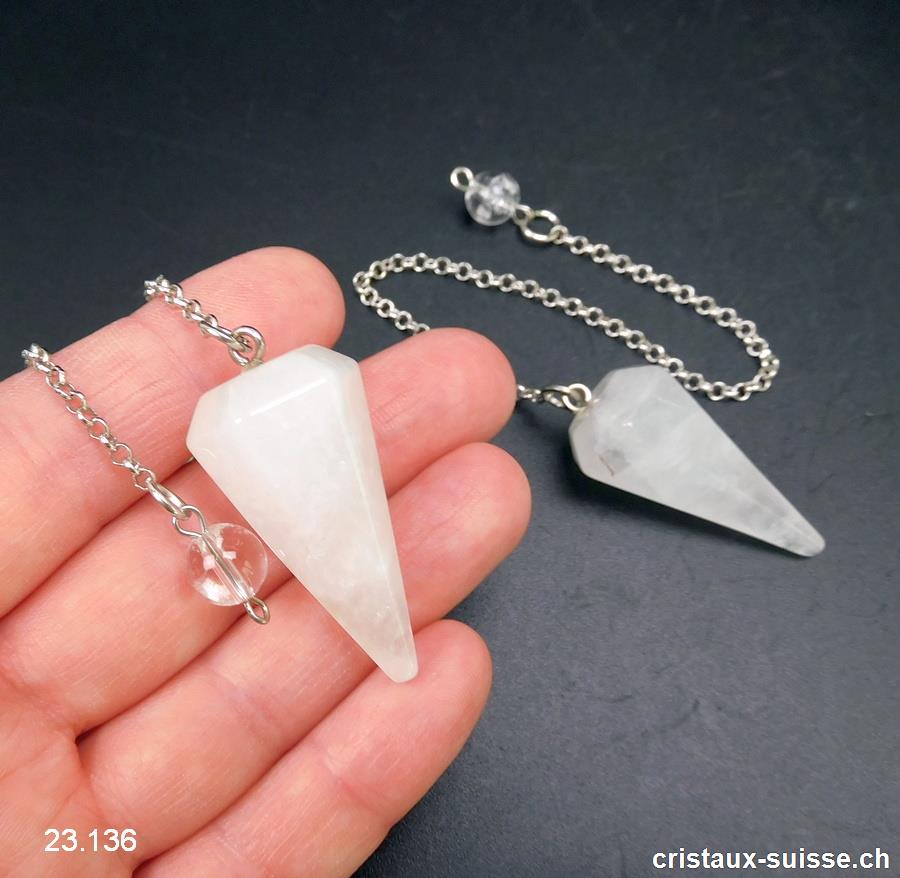 Pendule Cristal de Roche facetté 3,5 - 4 cm