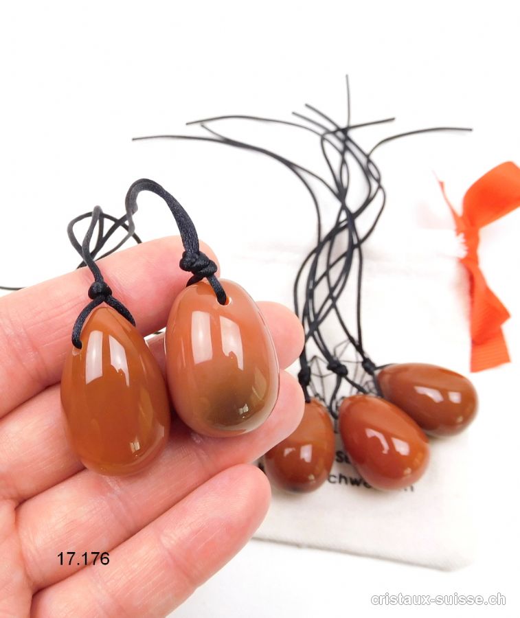 1 Oeuf YONI Cornaline opaque 3 x 2 cm. Taille S. Percé. Offre Spéciale