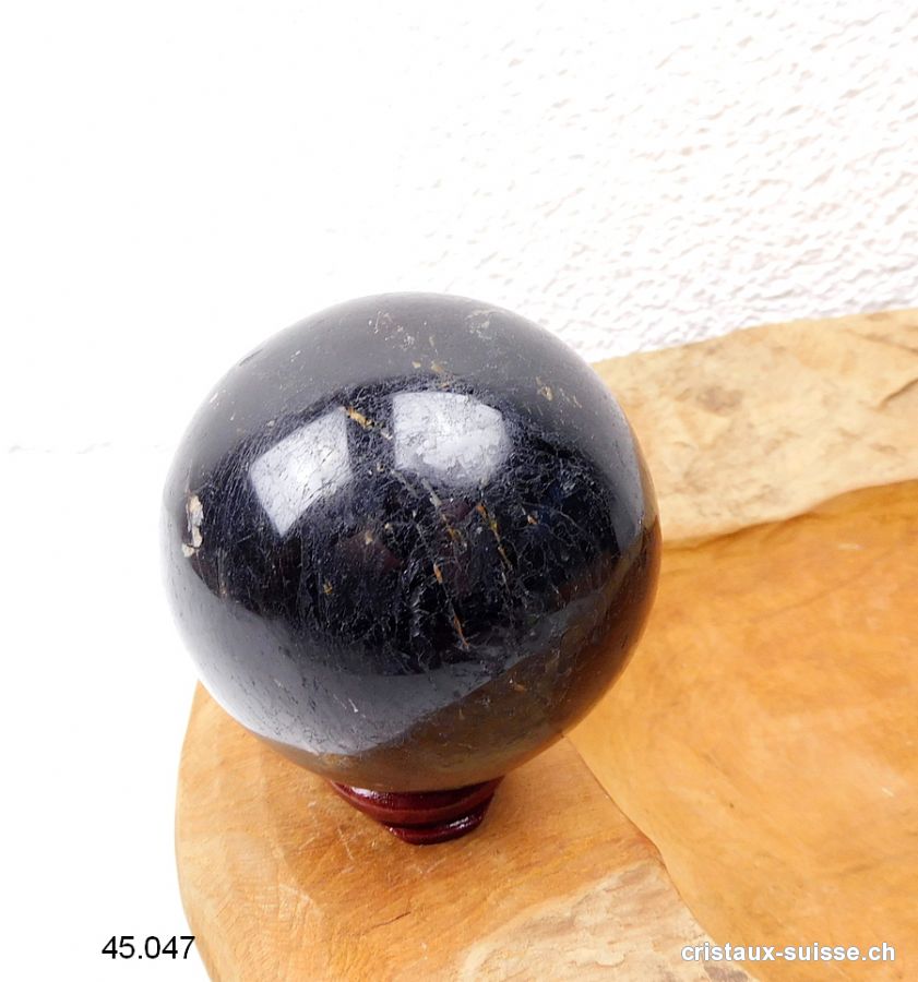 Boule Tourmaline noire - Schörl 6,4 cm. Pièce unique 423 grammes. Offre Spéciale