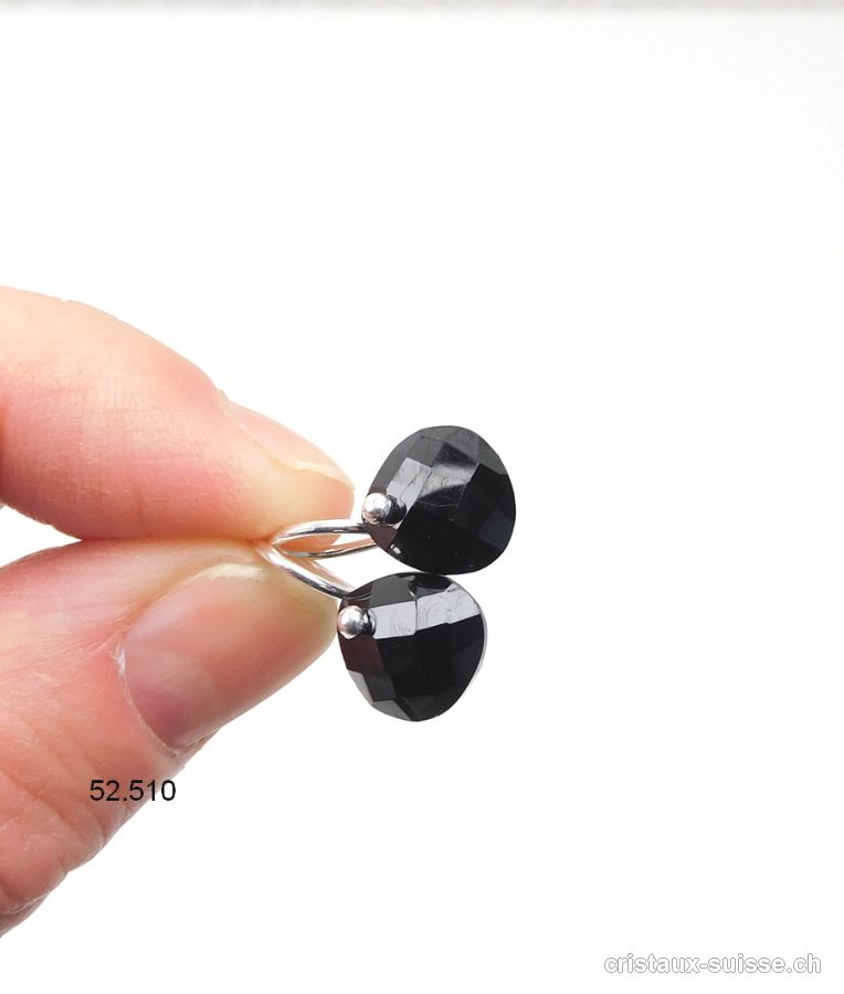 Boucles d'oreilles Spinelle noir facetté en argent 925