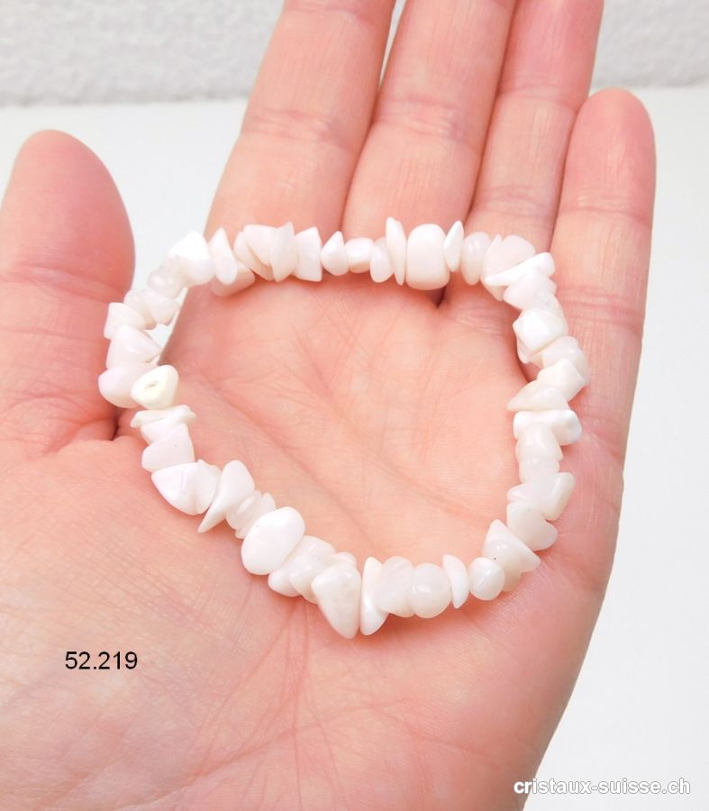 Bracelet Manganocalcite rose claire, élastique 17 cm. Taille SM