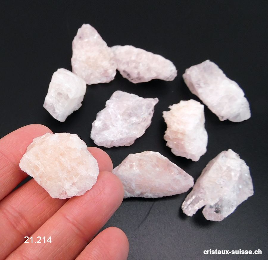 Morganite rose pâle, cristal brut 2,5 à 3,5 cm. M