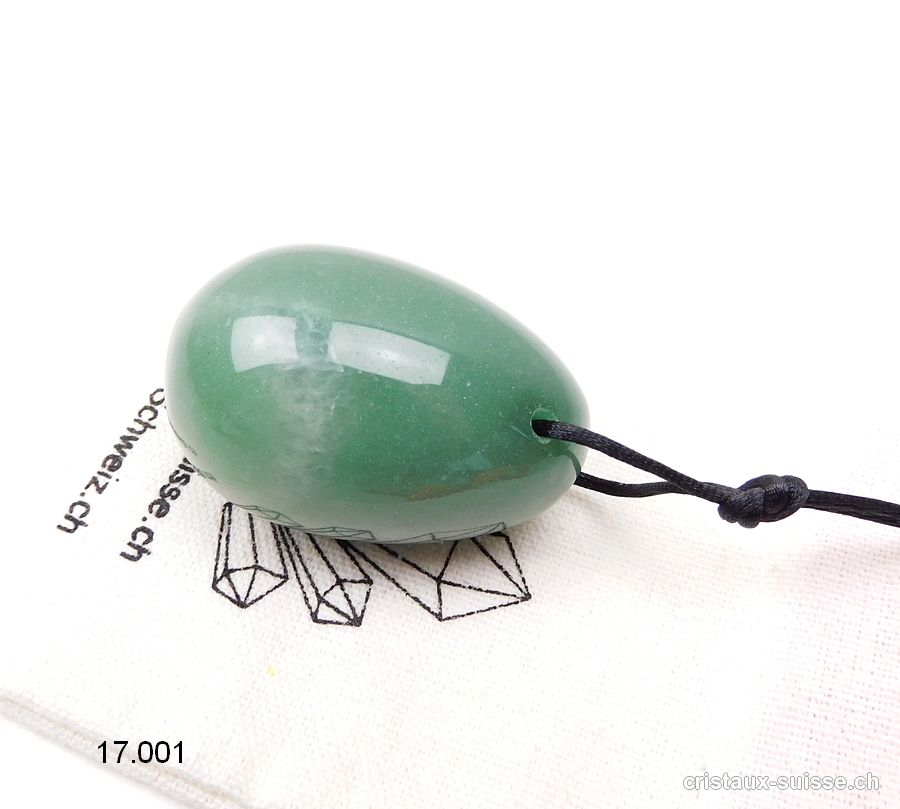 1 Oeuf YONI Aventurine verte 4,5 x 3 cm, Taille L. PERCÉ