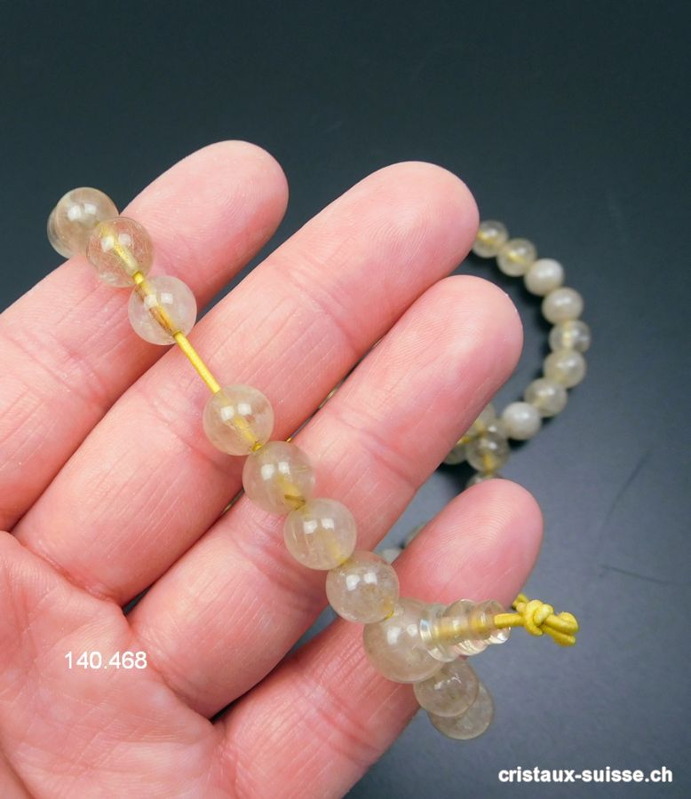 Bracelet Rutile Quartz 8 mm / 17 cm. OFFRE SPECIALE