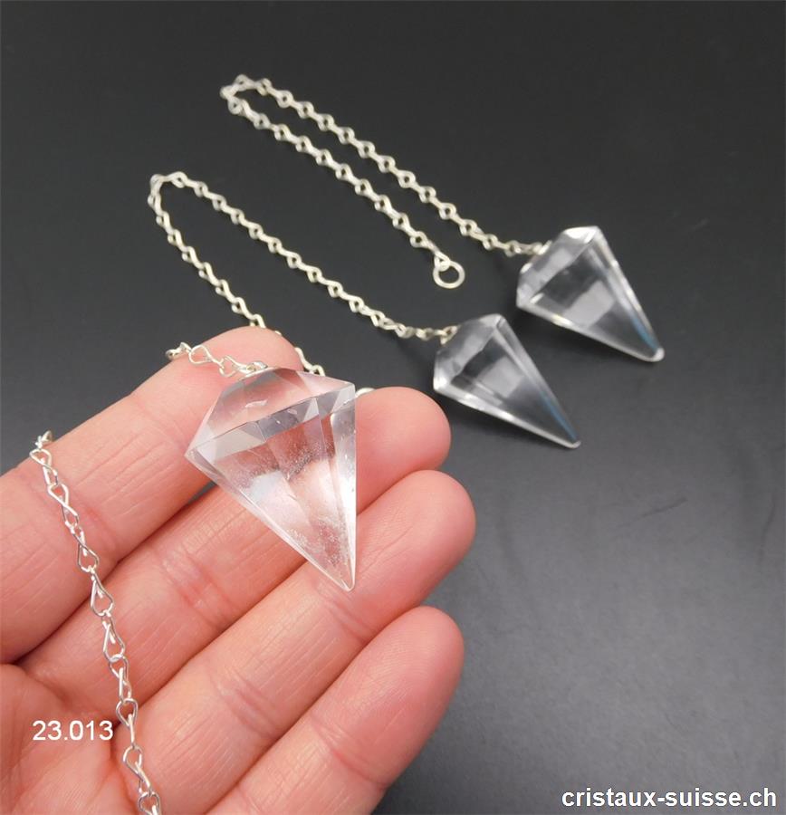 Pendule Cristal de roche facetté 3 cm