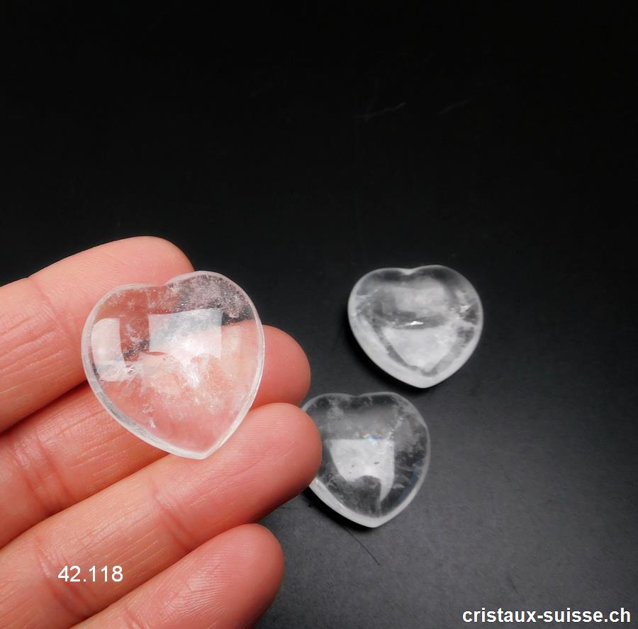 Coeur Cristal de Roche 2,5 cm, plat. Offre Spéciale