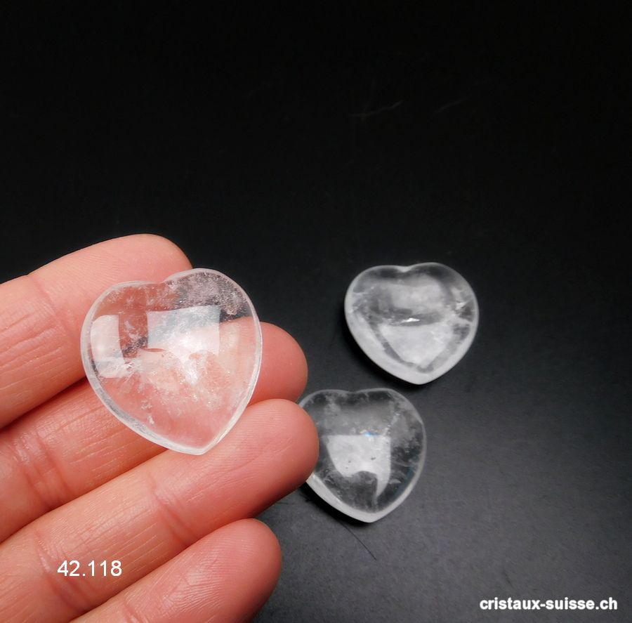 Coeur Cristal de Roche 2,5 cm, plat. Offre Spéciale