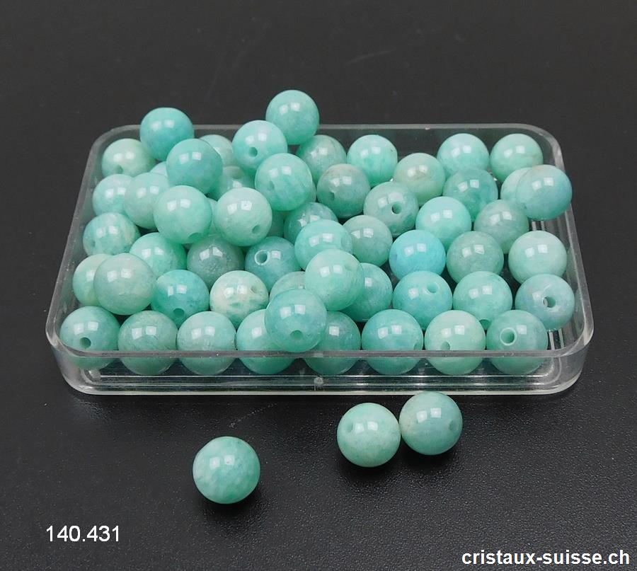 Amazonite, boule percée 6,5 - 7 mm. Jolie qualité
