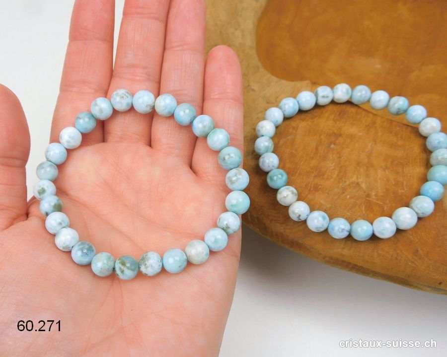 Bracelet Larimar bleu-vert 7 mm / 18,5 cm. Offre Spéciale