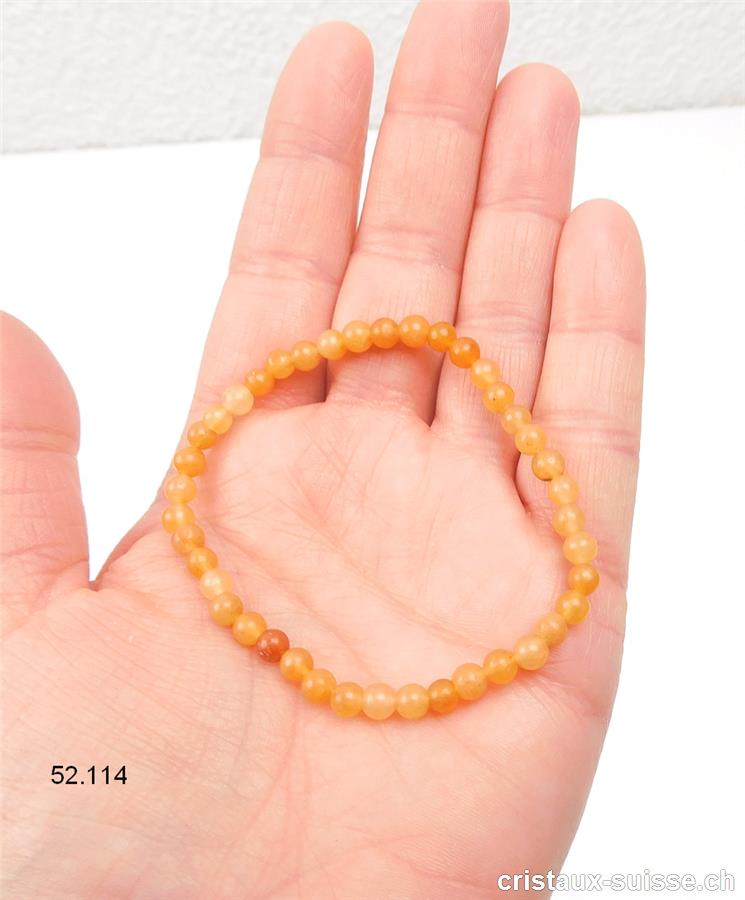 Bracelet Aventurine orange 4,5 mm, élastique 17 cm. Taille S